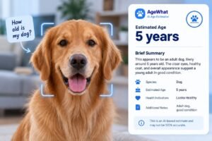 Dog age estimation using Agewhat image age calculator